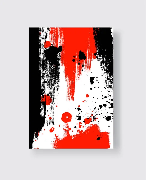 Pincelada Tinta Negra Roja Sobre Fondo Blanco Estilo Japonés Ilustración — Vector de stock