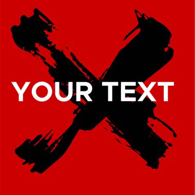 Kırmızı 'da Vektör Çapraz Şekli. Kara Haç Damgası. Simge, Logo, Sancak Tasarımı. Çapraz Fırça Soyut Vuruşu .