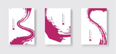 Beyaz arka planda fuşya mürekkebi fırçası darbesi. Japon tarzı. Grunge dalgası lekelerinin vektör illüstrasyonu. Vektör fırçaları resimleme.