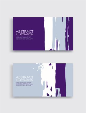 Beyaz arka planda mor, beyaz, gri, fırça darbesi. Japon tarzı. Grunge lekelerinin vektör illüstrasyonu