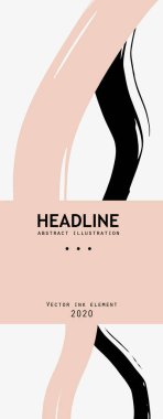 Beyaz arka planda siyah mürekkep fırçası darbesi. Japon tarzı. Grunge lekelerinin vektör illüstrasyonu