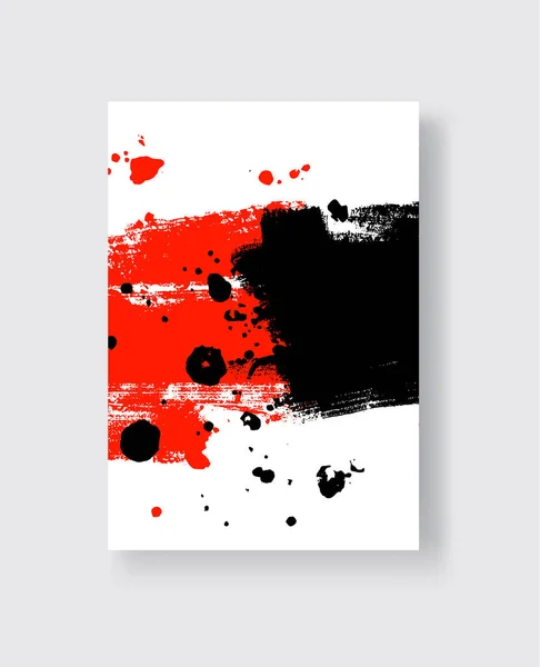 Pincelada Tinta Negra Roja Sobre Fondo Blanco Estilo Japonés Ilustración — Vector de stock