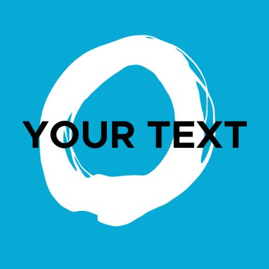 Mavi 'de vektör yuvarlak şekli. Beyaz Daire Damgası. Simge, Logo, Sancak Tasarımı. Yuvarlak Fırça Soyut Vuruşu .