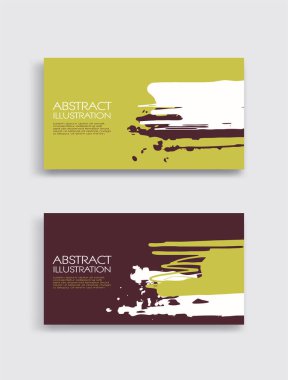 Beyaz arka planda yeşil beyaz kahverengi fırça darbesi kartı. Japon tarzı. Grunge lekelerinin vektör illüstrasyonu