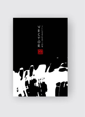 Mürekkep fırçası darbesi. Japon tarzı. Grunge Strip lekelerinin vektör çizimi. Vektör dalga fırçaları resimleme.