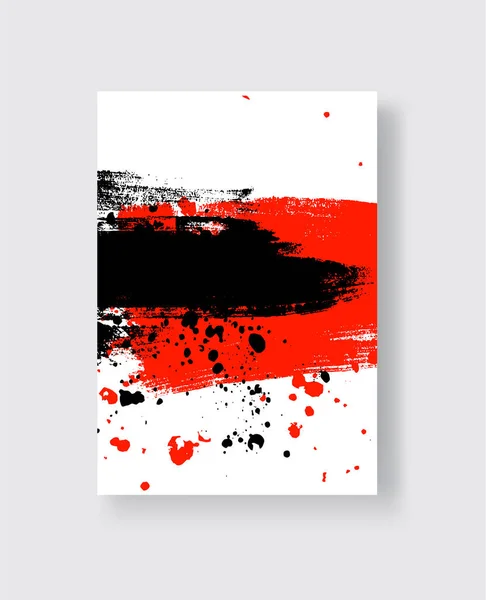 Pincelada Tinta Negra Roja Sobre Fondo Blanco Estilo Japonés Ilustración — Vector de stock