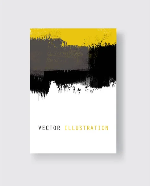 Абстрактный Векторный Гранж Желтые Черные Мазки Кистью Белом Фоне Граффити — стоковый вектор