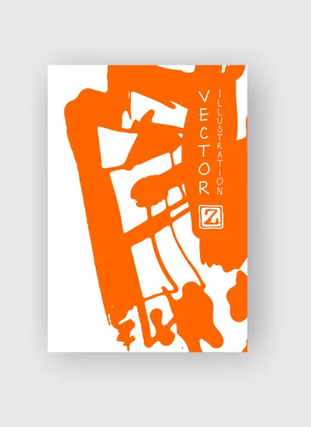 Pinceau Encre Orange Sur Fond Blanc Style Japonais Illustration Vectorielle — Image vectorielle
