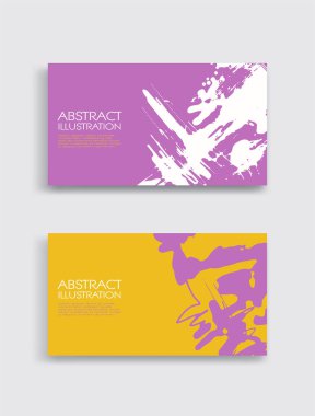 Beyaz arka planda pembe, beyaz, sarı, fırça darbesi. Japon tarzı. Grunge lekelerinin vektör illüstrasyonu