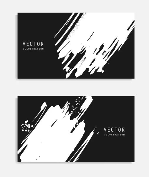 Abstract Ink Brush Banners Set Grunge Effect Japanese Style Vector — Stock Vector