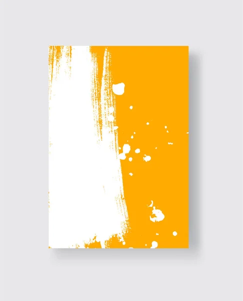 Pincelada Tinta Blanca Sobre Fondo Amarillo Estilo Japonés Ilustración Vectorial — Vector de stock