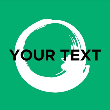 Yeşilde Vektör Yuvarlak Şekli. Beyaz Daire Damgası. Simge, Logo, Sancak Tasarımı. Yuvarlak Fırça Soyut Vuruşu .