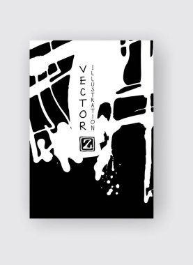 Siyah arka planda beyaz mürekkep fırçası darbesi. Japon tarzı. Grunge lekelerinin vektör illüstrasyonu