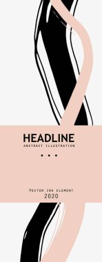 Beyaz arka planda siyah mürekkep fırçası darbesi. Japon tarzı. Grunge lekelerinin vektör illüstrasyonu