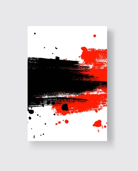 Coup Pinceau Encre Noire Rouge Sur Fond Blanc Style Japonais — Image vectorielle