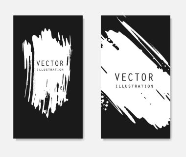 Grunge efektli soyut mürekkep fırçası pankartları. Japon tarzı. Vektör illüstrasyonu