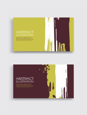 Beyaz arka planda yeşil beyaz kahverengi fırça darbesi kartı. Japon tarzı. Grunge lekelerinin vektör illüstrasyonu