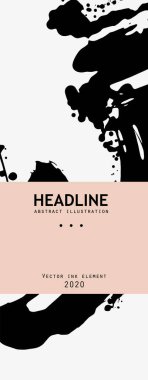 Beyaz arka planda siyah mürekkep fırçası darbesi. Japon tarzı. Grunge lekelerinin vektör illüstrasyonu