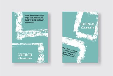 İki Grunge Flyer Şablonu. Broşür ya da Bayrak Tasarımı Şablonu. Soyut Modern Arkaplan. Grunge Beyaz ve Yeşil Tehlike Kalıbı.