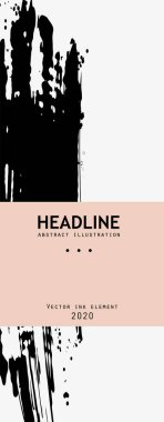 Beyaz arka planda siyah mürekkep fırçası darbesi. Japon tarzı. Grunge lekelerinin vektör illüstrasyonu