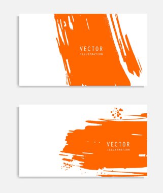 Grunge efektli soyut mürekkep fırçası pankartları. Japon tarzı. Vektör illüstrasyonu