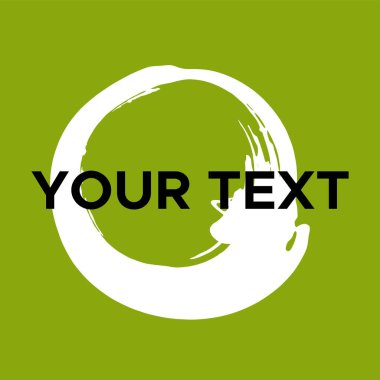 Yeşilde Vektör Yuvarlak Şekli. Beyaz Daire Damgası. Simge, Logo, Sancak Tasarımı. Yuvarlak Fırça Soyut Vuruşu .