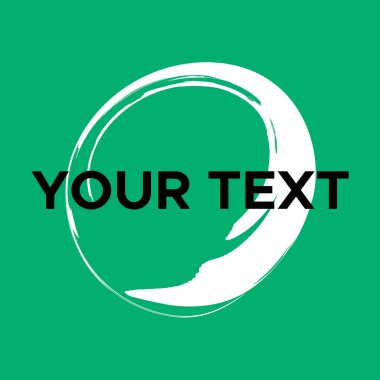 Yeşilde Vektör Yuvarlak Şekli. Beyaz Daire Damgası. Simge, Logo, Sancak Tasarımı. Yuvarlak Fırça Soyut Vuruşu .