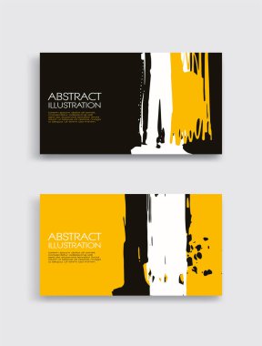 Beyaz arka planda siyah beyaz, sarı, fırça darbesi. Japon tarzı. Grunge lekelerinin vektör illüstrasyonu