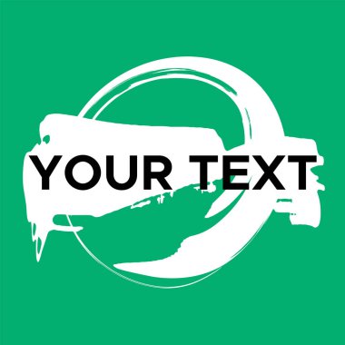 Yeşilde Vektör Yuvarlak Şekli. Beyaz Daire Damgası. Simge, Logo, Sancak Tasarımı. Yuvarlak Fırça Soyut Vuruşu .