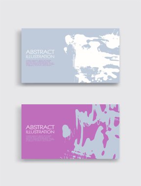 Beyaz arka planda pembe beyaz gri mürekkep fırça darbesi kartı. Japon tarzı. Grunge lekelerinin vektör illüstrasyonu