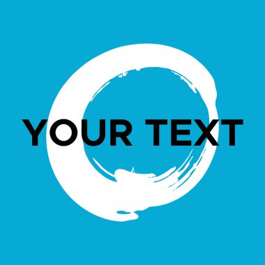 Mavi 'de vektör yuvarlak şekli. Beyaz Daire Damgası. Simge, Logo, Sancak Tasarımı. Yuvarlak Fırça Soyut Vuruşu .