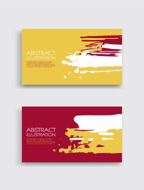 Beyaz arka planda kırmızı, beyaz, sarı, fırça darbesi. Japon tarzı. Grunge lekelerinin vektör illüstrasyonu