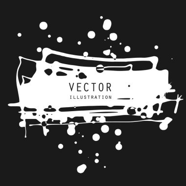 vektör sıçrama yapar ve beyaz mürekkep damlaları farklı şekillerde siyah üzerine damlar.