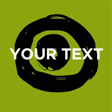 Yeşilde Vektör Yuvarlak Şekli. Siyah Çember Damgası. Simge, Logo, Sancak Tasarımı. Yuvarlak Fırça Soyut Vuruşu .