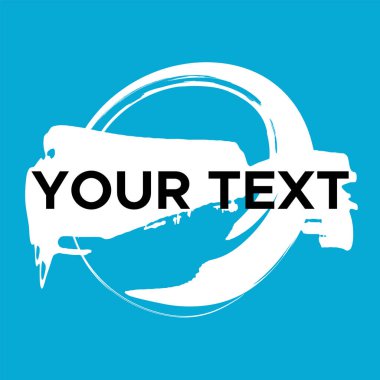 Mavi 'de vektör yuvarlak şekli. Beyaz Daire Damgası. Simge, Logo, Sancak Tasarımı. Yuvarlak Fırça Soyut Vuruşu .