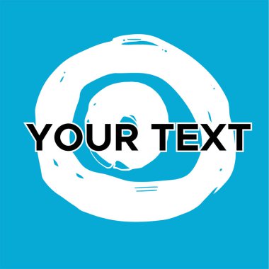 Mavi 'de vektör yuvarlak şekli. Beyaz Daire Damgası. Simge, Logo, Sancak Tasarımı. Yuvarlak Fırça Soyut Vuruşu .