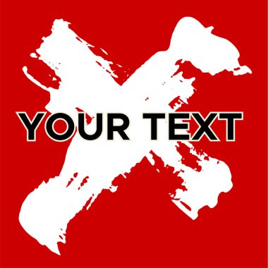 Kırmızı 'da Vektör Çapraz Şekli. Beyaz Haç Damgası. Simge, Logo, Sancak Tasarımı. Çapraz Fırça Soyut Vuruşu .