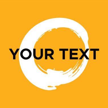 Sarı üzerine Vektör Yuvarlak Şekil. Beyaz Daire Damgası. Simge, Logo, Sancak Tasarımı. Yuvarlak Fırça Soyut Vuruşu .