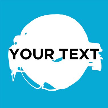 Mavi 'de vektör yuvarlak şekli. Beyaz Daire Damgası. Simge, Logo, Sancak Tasarımı. Yuvarlak Fırça Soyut Vuruşu .