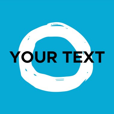 Mavi 'de vektör yuvarlak şekli. Beyaz Daire Damgası. Simge, Logo, Sancak Tasarımı. Yuvarlak Fırça Soyut Vuruşu .