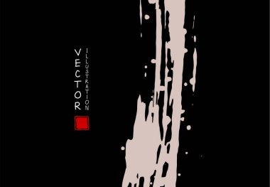 Soyut mürekkep arkaplanı. Çin el yazısı sanatı sanatı, siyah kağıtta kahverengi boya dokusu. Poster, kart, afiş, kitap, kapak, broşür ve web tasarımı için tasarım. Vektör illüstrasyonu.