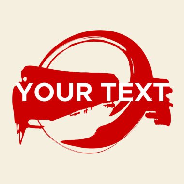 Beyaz üzerine vektör yuvarlak şekil. Kırmızı Çember Damgası. Simge, Logo, Sancak Tasarımı. Yuvarlak Fırça Soyut Vuruşu .