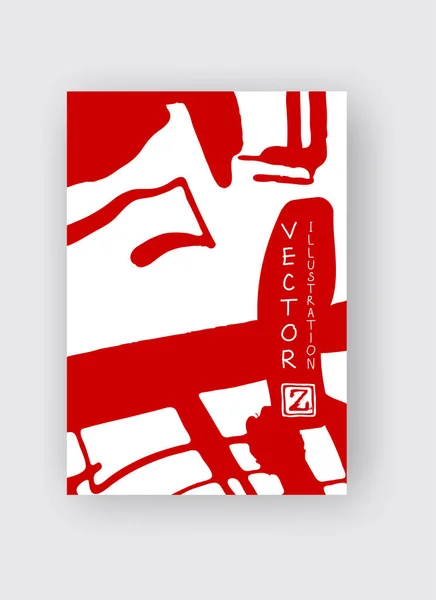 Красные Чернила Мазок Кистью Белом Фоне Японский Стиль Векторная Иллюстрация — стоковый вектор