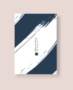 Grunge efektli soyut mürekkep fırçası afişleri. Vektör illüstrasyonu