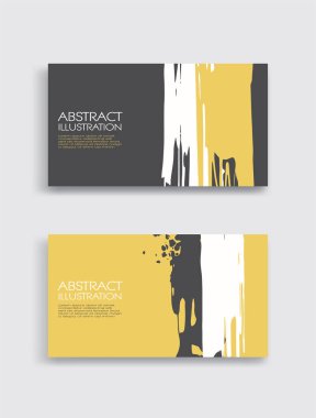 Beyaz arka planda sarı, beyaz, gri, fırça darbesi. Japon tarzı. Grunge lekelerinin vektör illüstrasyonu