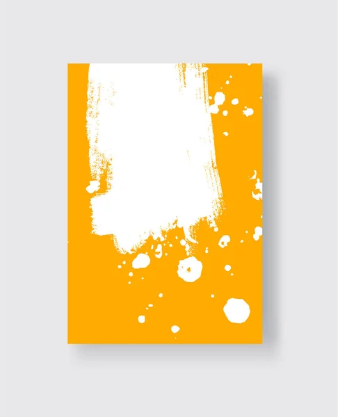 Coup Pinceau Encre Blanche Sur Fond Jaune Style Japonais Illustration — Image vectorielle