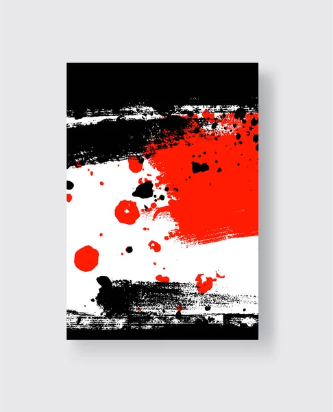 Coup Pinceau Encre Noire Rouge Sur Fond Blanc Style Japonais — Image vectorielle