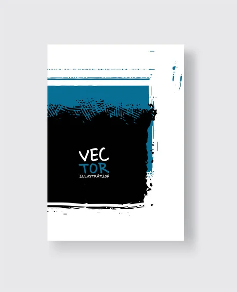 Pincel Tinta Azul Preto Fundo Branco Estilo Minimalista Ilustração Vetorial — Vetor de Stock