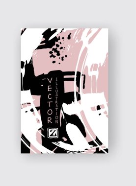 Beyaz arka planda siyah ve mercan fırça darbesi. Japon tarzı. Grunge lekelerinin vektör illüstrasyonu