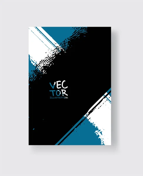 Pincelada Tinta Azul Negra Sobre Fondo Blanco Estilo Minimalista Ilustración — Vector de stock